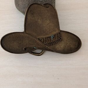 Vintage Ten Gallon Hat Brass Belt Buckle